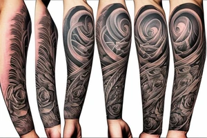 Arm tattoo, Elements of time, symbols of love, spiral staircase tattoo idea