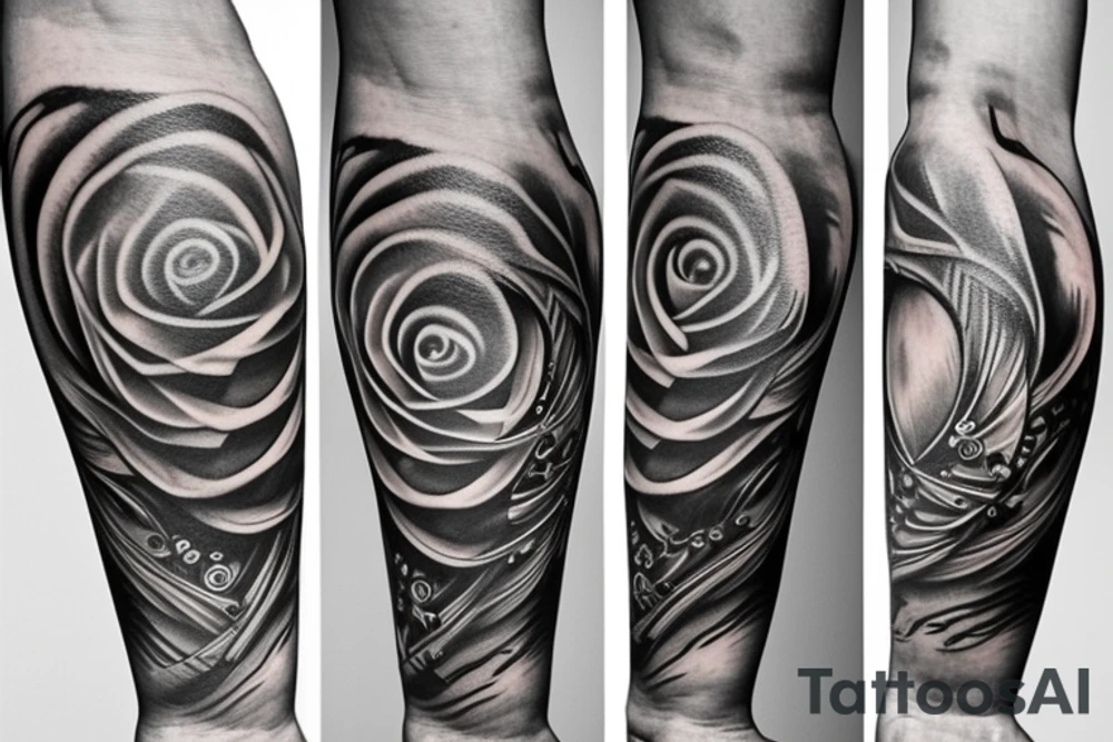 Arm tattoo, Elements of time, symbols of love, spiral staircase tattoo idea