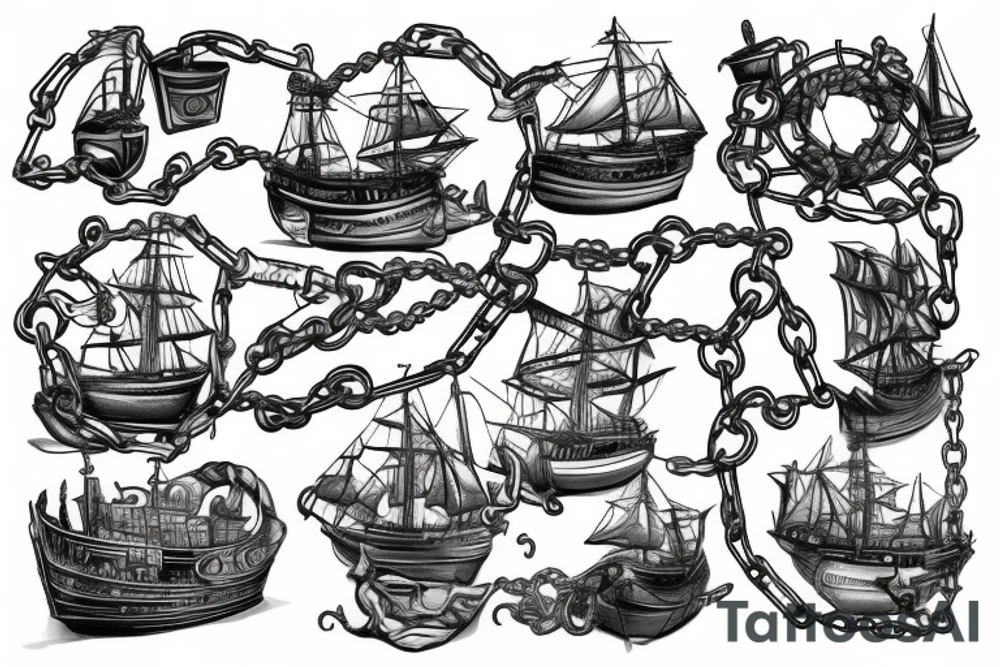 Chains breaking and ships burning tattoo idea
