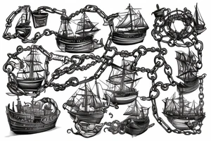 Chains breaking and ships burning tattoo idea