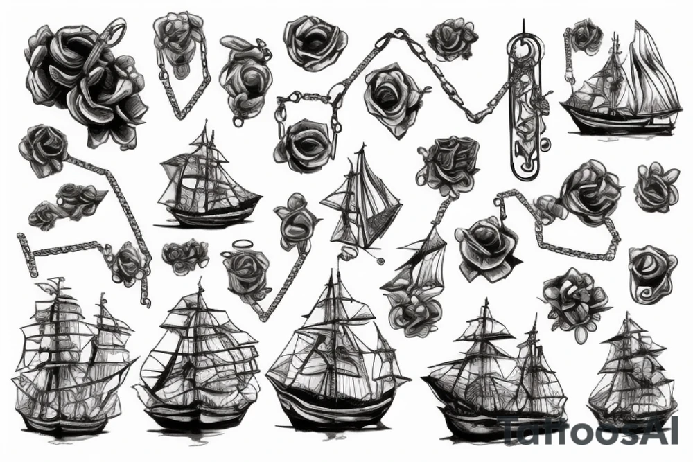 Chains breaking and ships burning tattoo idea
