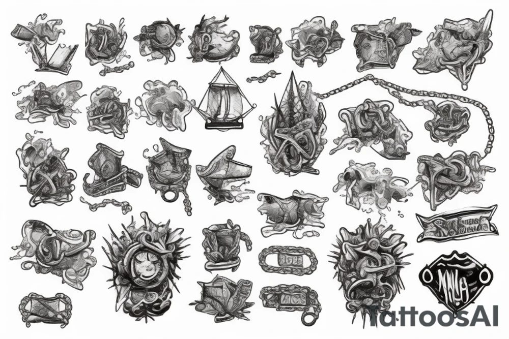 Chains breaking and ships burning tattoo idea