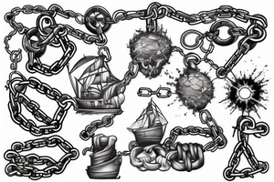 Chains breaking and ships burning tattoo idea