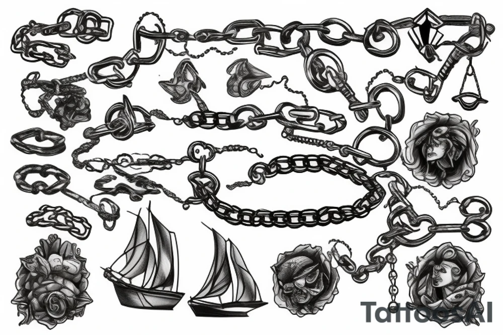 Chains breaking and ships burning tattoo idea