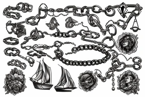 Chains breaking and ships burning tattoo idea