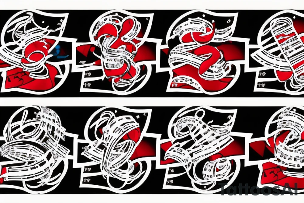 Quarter note wearing a red bandana tattoo idea