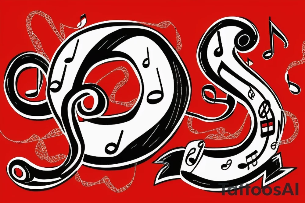Quarter note wearing a red bandana tattoo idea