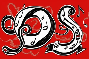 Quarter note wearing a red bandana tattoo idea