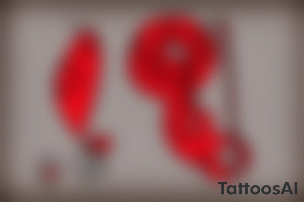 Musical note wearing a red bandana tattoo idea