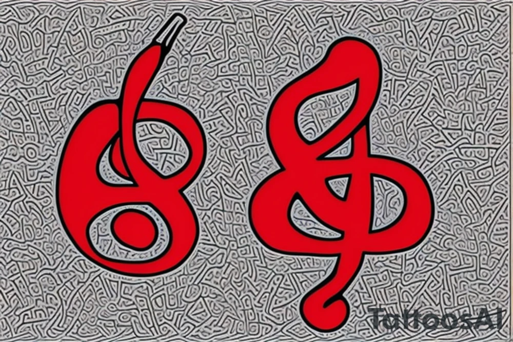 Treble clef with a red bandana tattoo idea