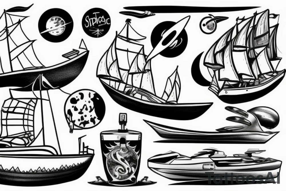 A boat at the space tattoo idea