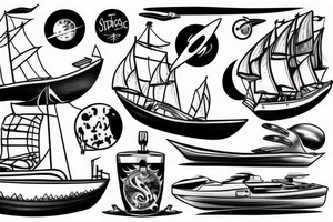 A boat at the space tattoo idea