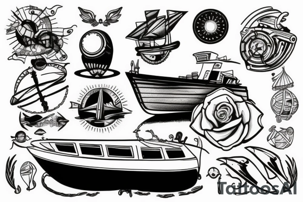 A boat at the space tattoo idea