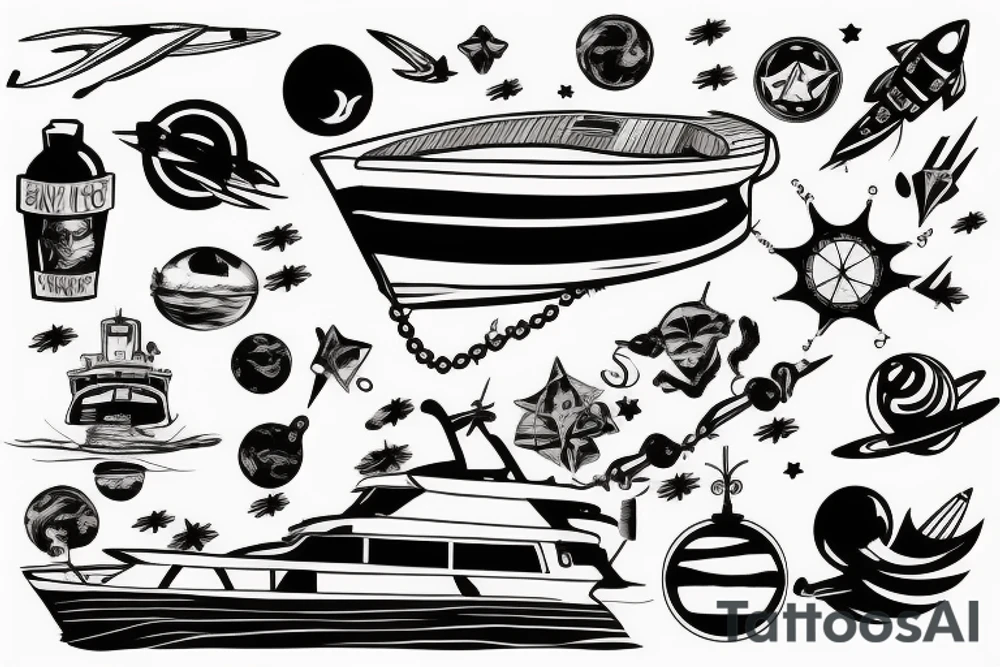 A boat at the space tattoo idea