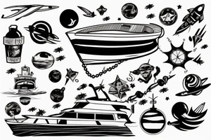 A boat at the space tattoo idea