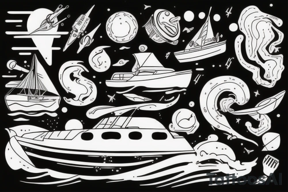 A boat at the space tattoo idea