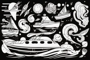 A boat at the space tattoo idea