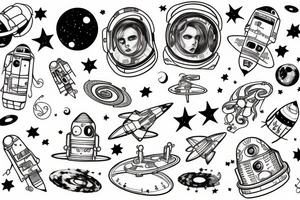 austronaut in space with music tattoo idea