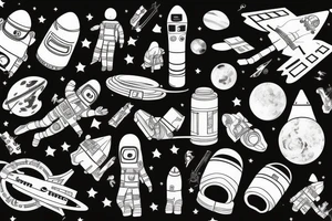 Astronaut in space with music tattoo idea