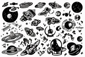 Astronaut in space with music tattoo idea