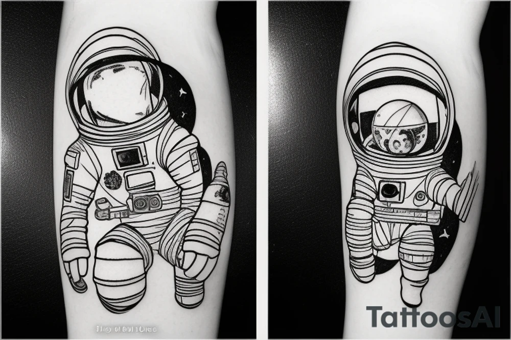 Astronaut in space with music tattoo idea