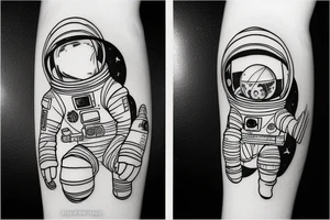 Astronaut in space with music tattoo idea