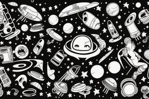 Astronaut floating in space listening to music tattoo idea