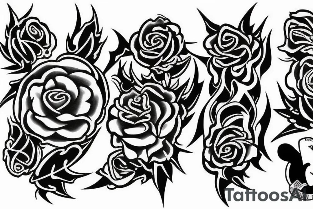 Three roses with smoke, a Wu Tang symbol an ank and pyramids tattoo idea