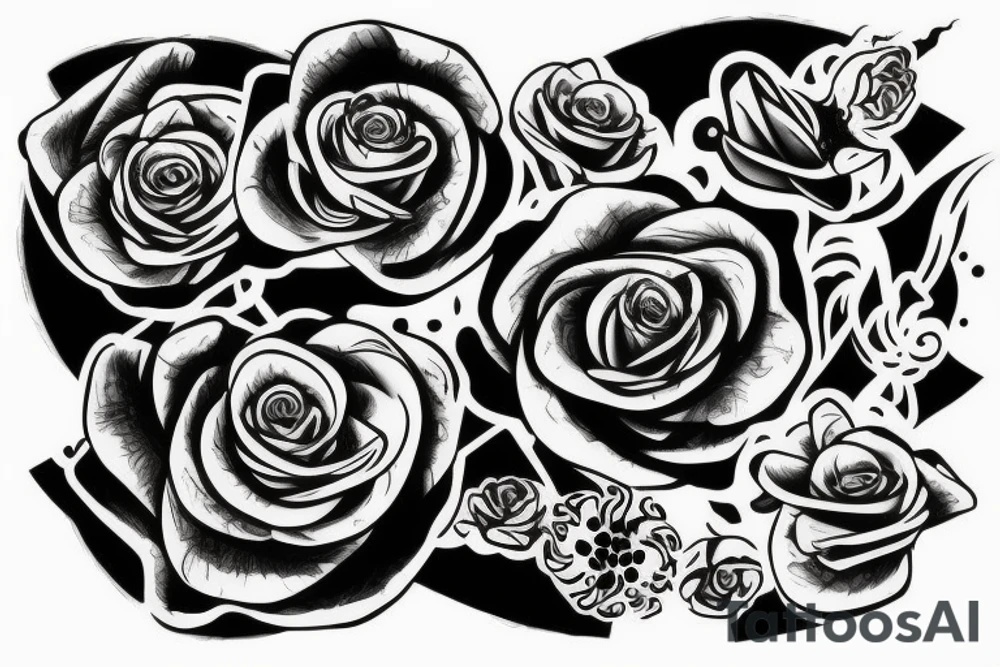 Three roses with smoke, a Wu Tang symbol an ank and pyramids tattoo idea