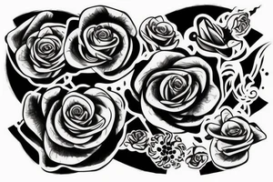 Three roses with smoke, a Wu Tang symbol an ank and pyramids tattoo idea