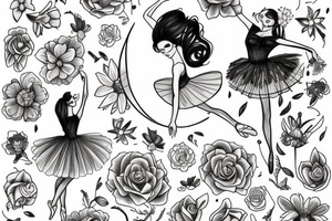 I want a ballerina dancing with flowers wrapped around her tattoo idea