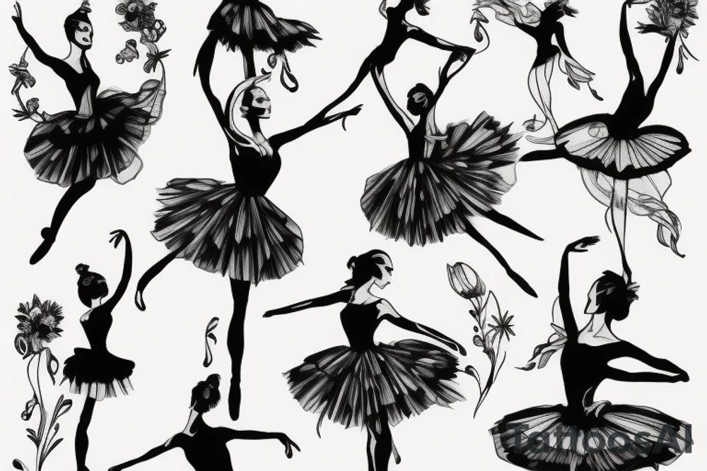 I want a ballerina dancing with flowers wrapped around her tattoo idea