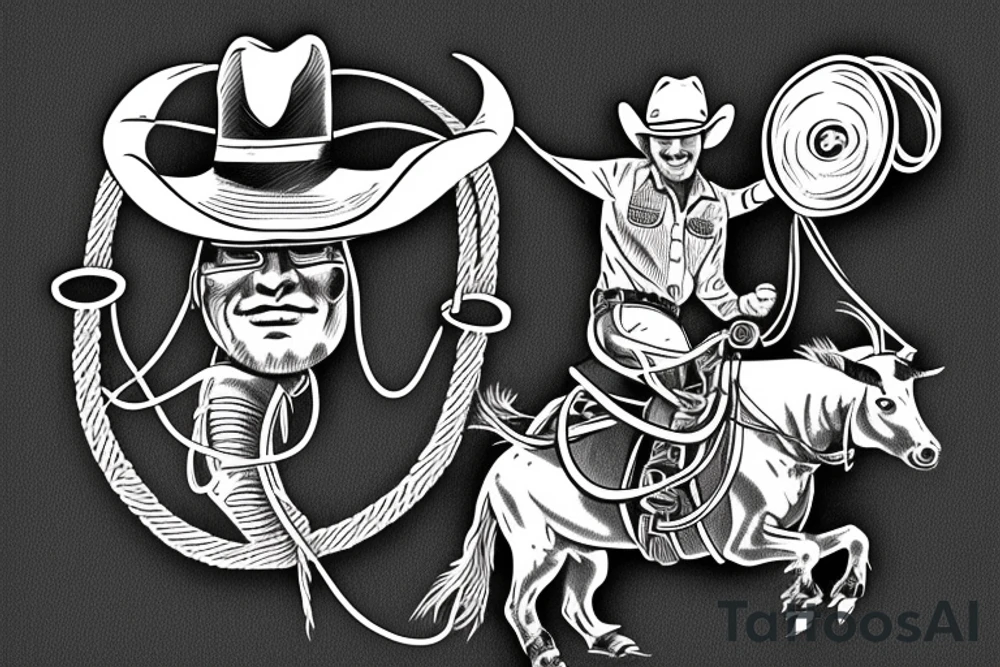 Cowboy roping a longhorn tattoo idea