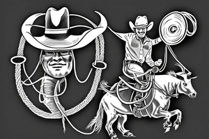 Cowboy roping a longhorn tattoo idea