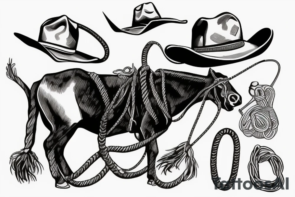 Cowboy roping a longhorn tattoo idea