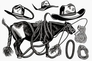 Cowboy roping a longhorn tattoo idea