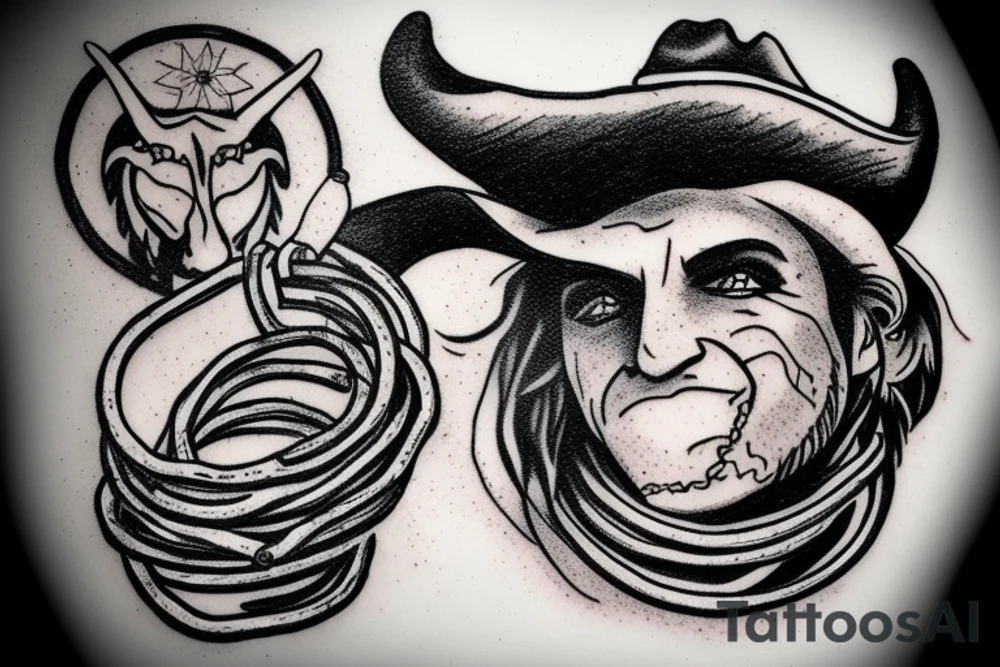 Cowboy roping a longhorn tattoo idea