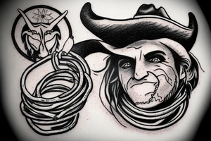 Cowboy roping a longhorn tattoo idea