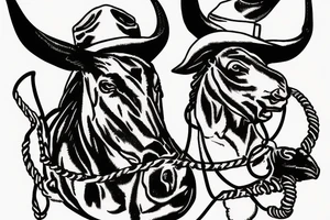 Cowboy roping a longhorn tattoo idea