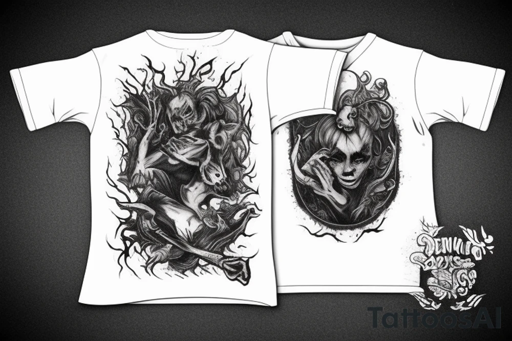 Demon burning in hell sleeve tattoo idea