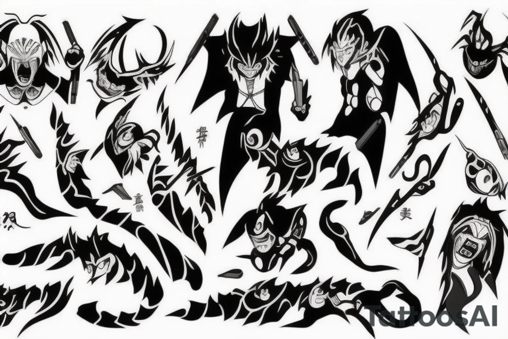 Demon from naruto anime with kunai tattoo idea