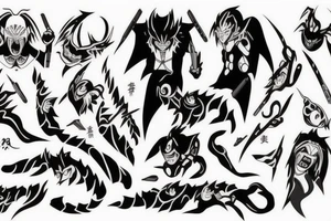 Demon from naruto anime with kunai tattoo idea