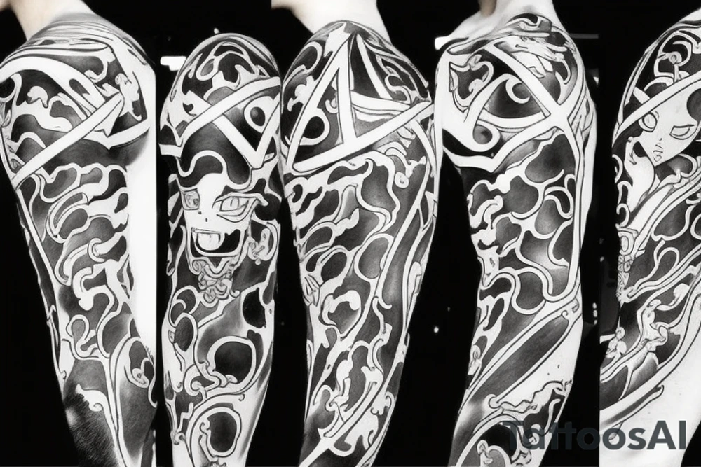 Demon from naruto anime with kunai tattoo idea