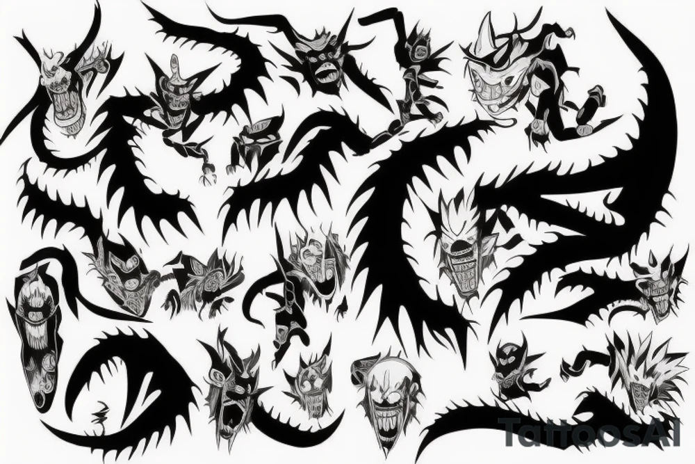 scary demon from naruto anime tattoo idea