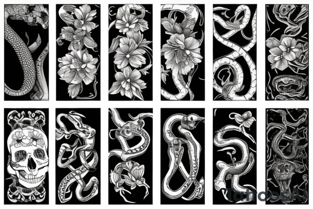 Aesthetic Flowers Tattoo With snake skeleton tattoo idea Aesthetic Flowers Tattoo With snake skeleton tattoo idea