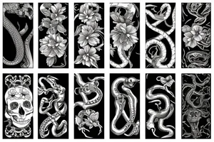 Aesthetic Flowers Tattoo With snake skeleton tattoo idea