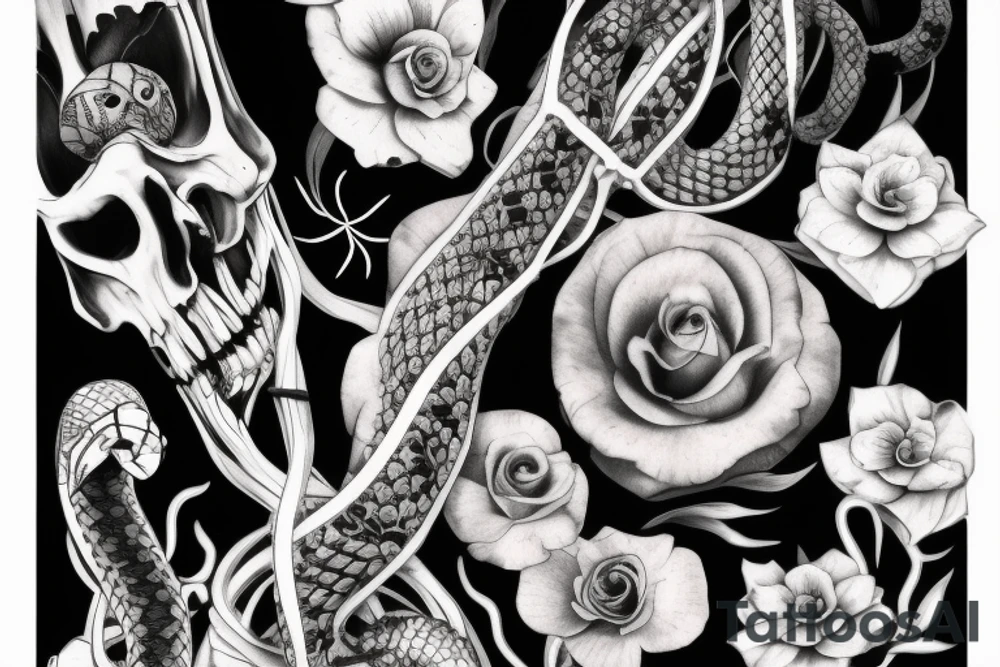 Aesthetic Flowers Tattoo With snake skeleton tattoo idea Aesthetic Flowers Tattoo With snake skeleton tattoo idea