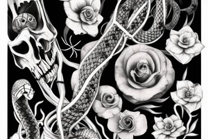 Aesthetic Flowers Tattoo With snake skeleton tattoo idea