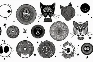 Mandela, moon, sun, stars, cat tattoo idea