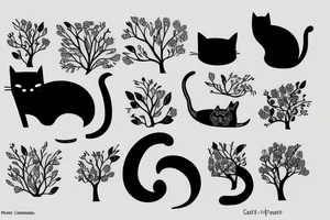 Cat, forest tattoo idea